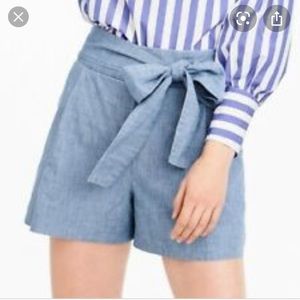 NWT J. Crew tie waist chambray short